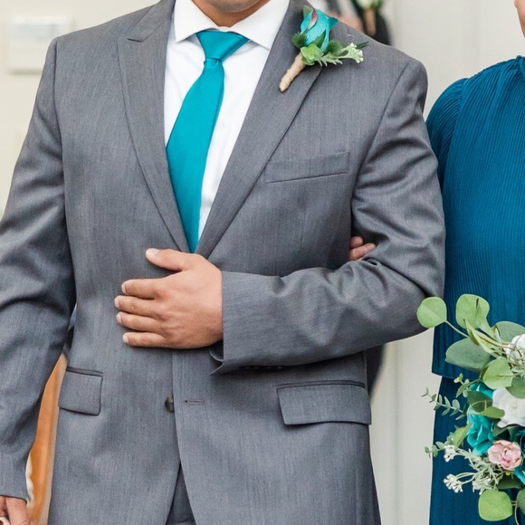 Turquoise silk tie - Picture 5 of 6